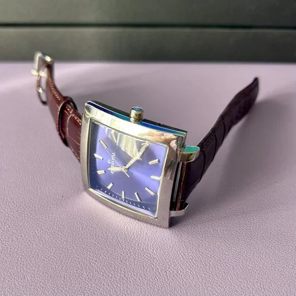 Japanese PureDial Square Legacy in Sapphire Blue and Silver with Leather Strap - Picture 11 of 15